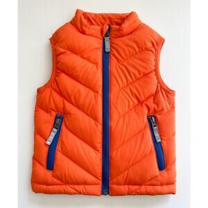 Toddler Boy's Hanna Andersson Orange and Blue Down Puffer Vest Size 90 2T